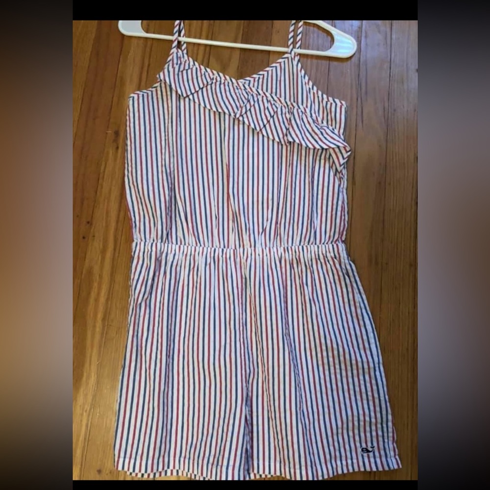 Girls Vineyard Vines romper: red, white, blue. Size L - NWT